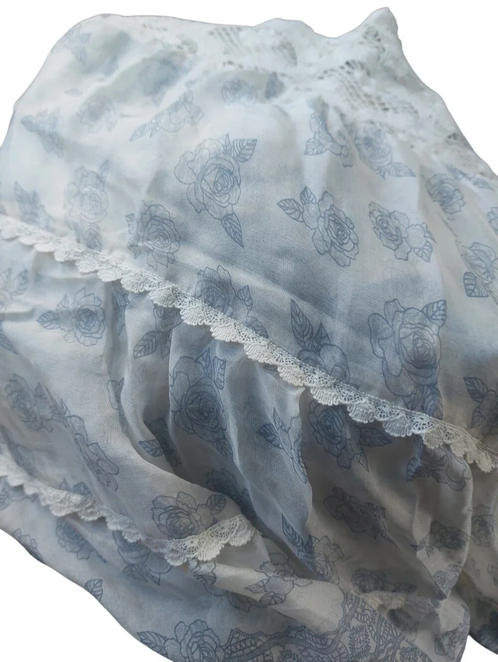 4 Love and Liberty by Johnny Was blue and white sheer peasant top size S